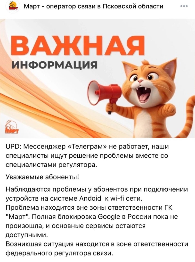 В Пскове заблокированы Steam и Telegram: пользователи массово жалуются на недоступность сервисов